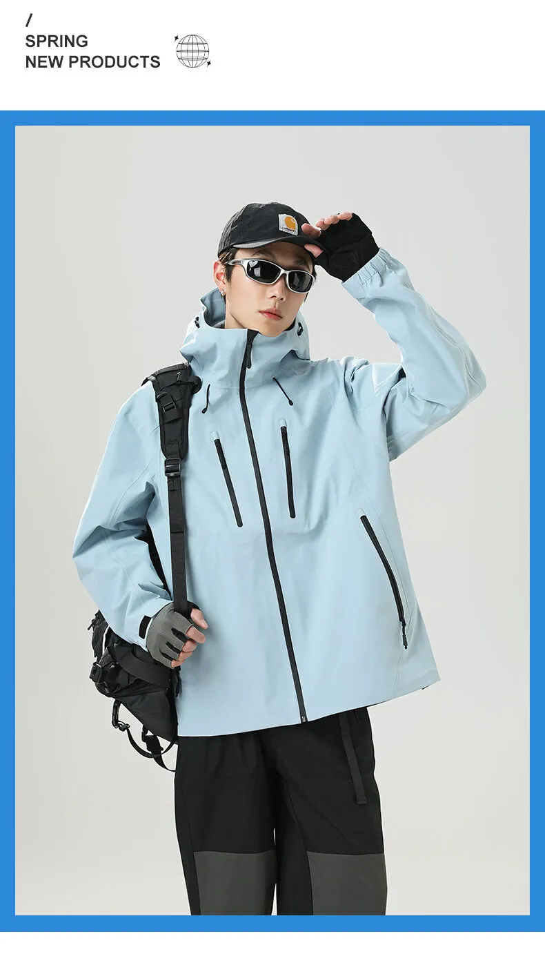 2026 Outdoor Laminated Hard Shell Windproof Waterproof Solid Color Fashionable Camping Fishing Sports Versatile Casual Jacket