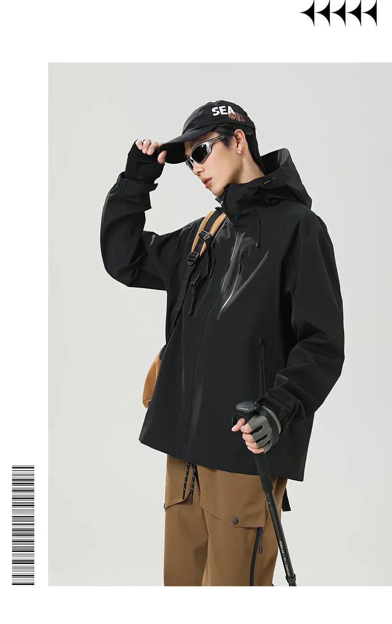 2026 Outdoor Laminated Hard Shell Windproof Waterproof Solid Color Fashionable Camping Fishing Sports Versatile Casual Jacket