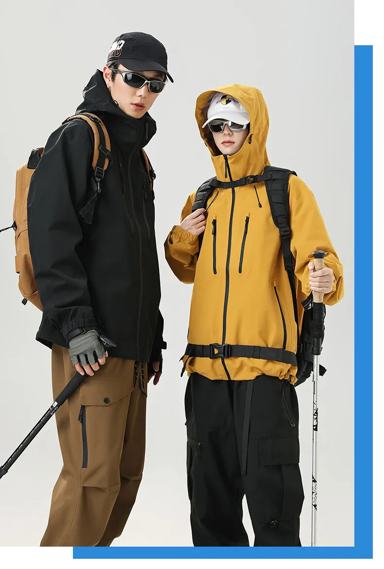 2026 Outdoor Laminated Hard Shell Windproof Waterproof Solid Color Fashionable Camping Fishing Sports Versatile Casual Jacket