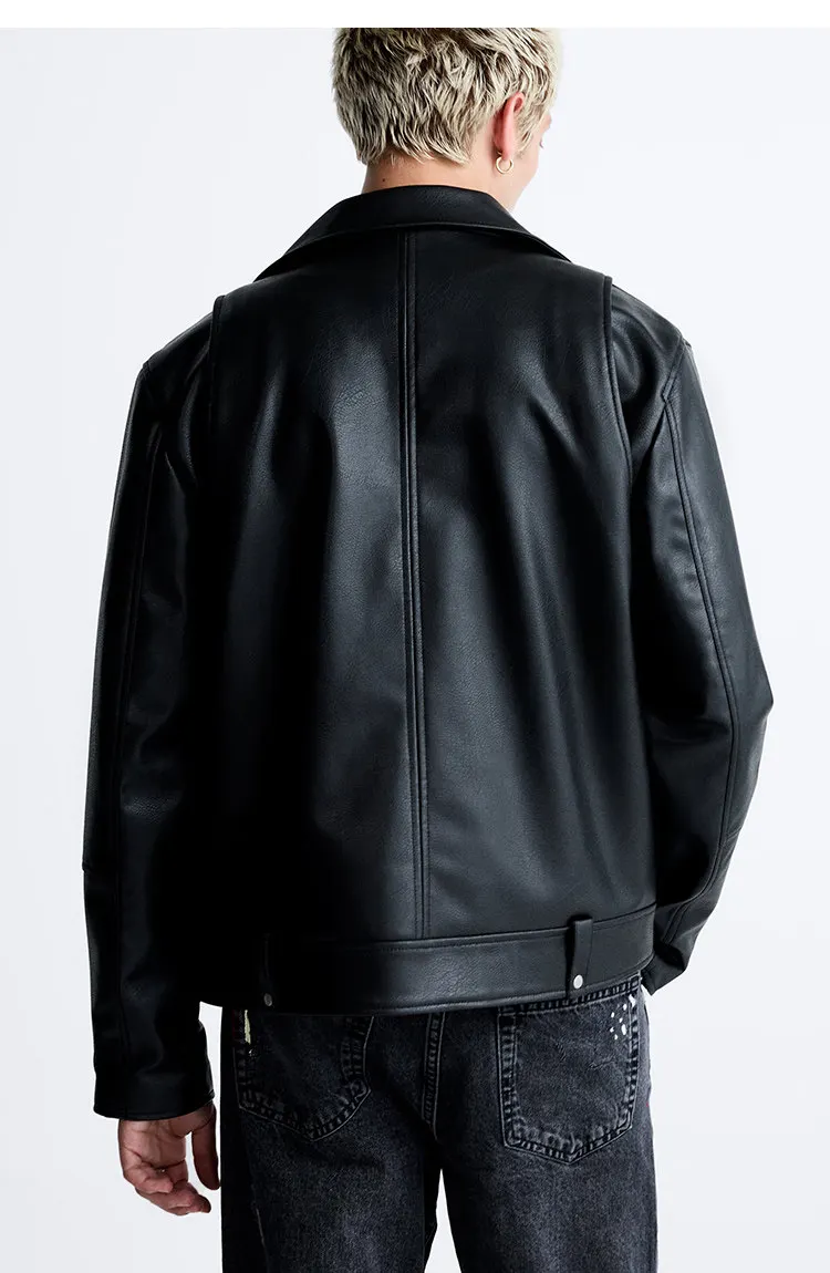 MAMELICCE Original design Rock punk style Slim fit leather coat Synthetic leather jackets Autumn and winter men's clothing tops