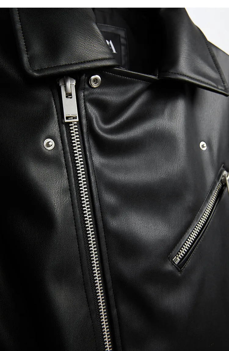 MAMELICCE Original design Rock punk style Slim fit leather coat Synthetic leather jackets Autumn and winter men's clothing tops