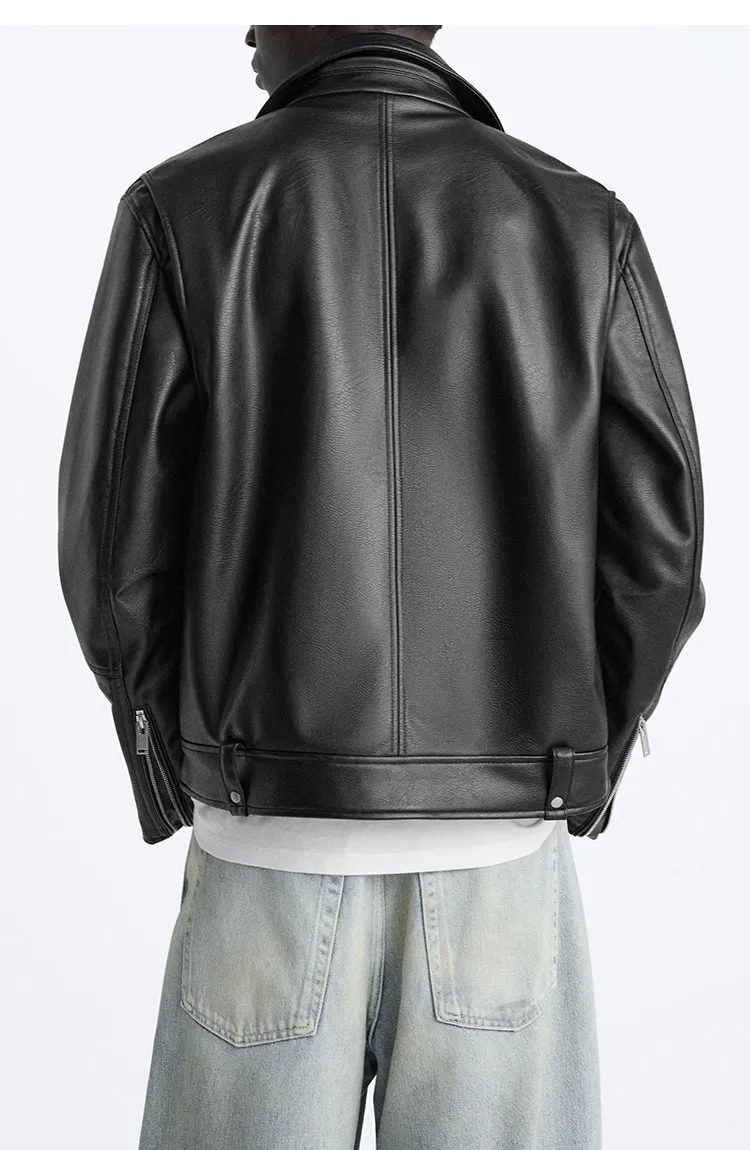 MAMELICCE Original design Rock punk style Slim fit leather coat Synthetic leather jackets Autumn and winter men's clothing tops