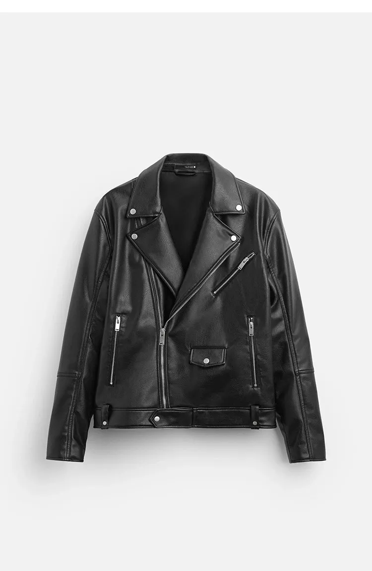 MAMELICCE Original design Rock punk style Slim fit leather coat Synthetic leather jackets Autumn and winter men's clothing tops