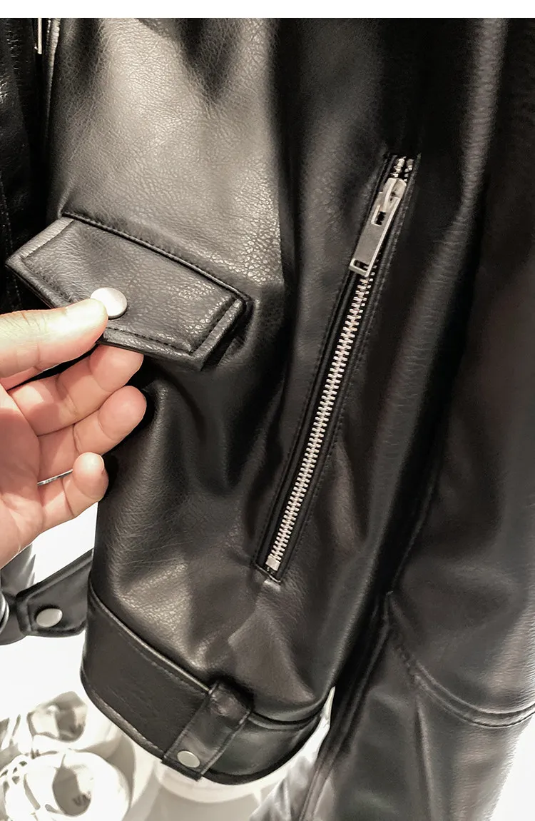 MAMELICCE Original design Rock punk style Slim fit leather coat Synthetic leather jackets Autumn and winter men's clothing tops