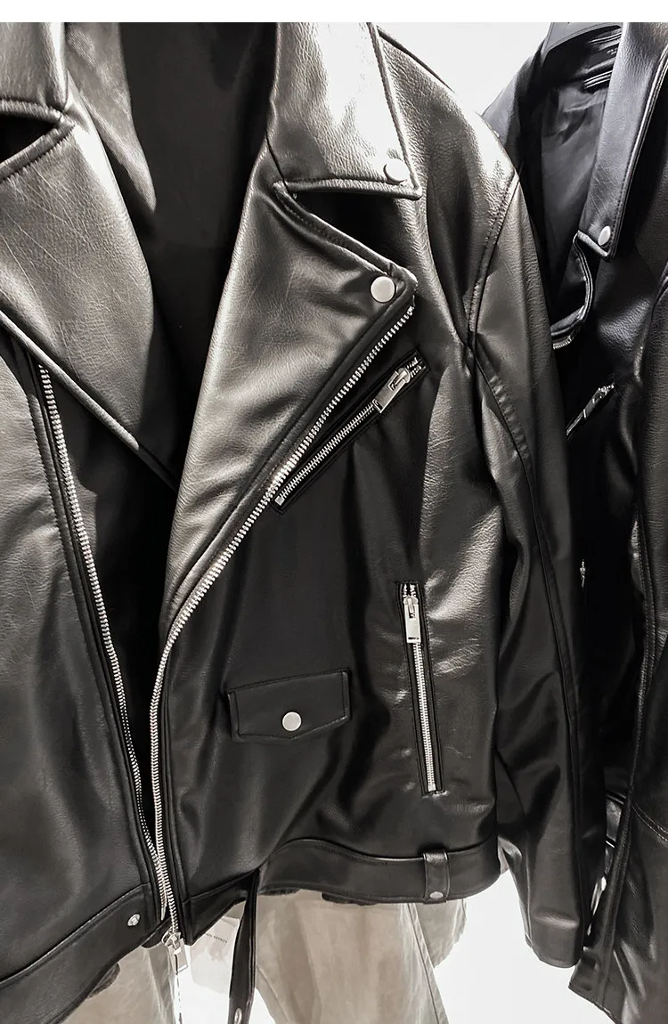 MAMELICCE Original design Rock punk style Slim fit leather coat Synthetic leather jackets Autumn and winter men's clothing tops