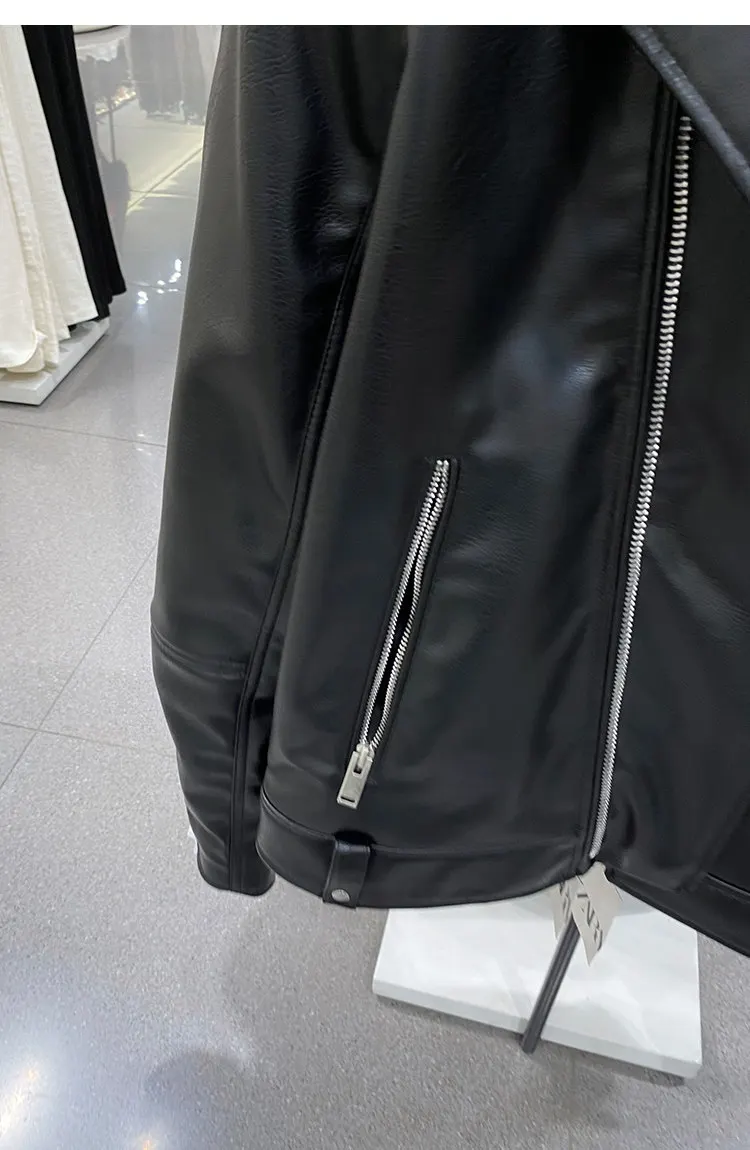 MAMELICCE Original design Rock punk style Slim fit leather coat Synthetic leather jackets Autumn and winter men's clothing tops