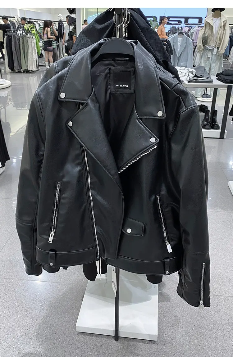 MAMELICCE Original design Rock punk style Slim fit leather coat Synthetic leather jackets Autumn and winter men's clothing tops
