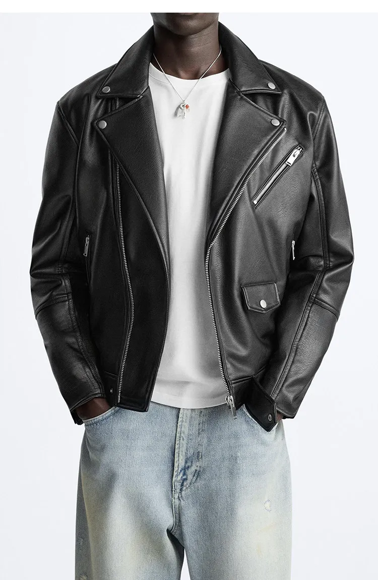 MAMELICCE Original design Rock punk style Slim fit leather coat Synthetic leather jackets Autumn and winter men's clothing tops