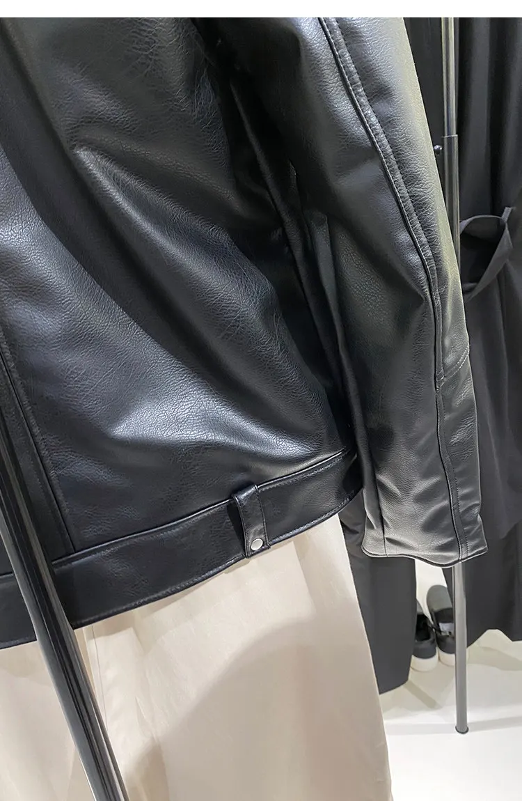 MAMELICCE Original design Rock punk style Slim fit leather coat Synthetic leather jackets Autumn and winter men's clothing tops