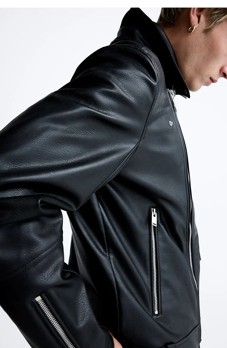 MAMELICCE Original design Rock punk style Slim fit leather coat Synthetic leather jackets Autumn and winter men's clothing tops