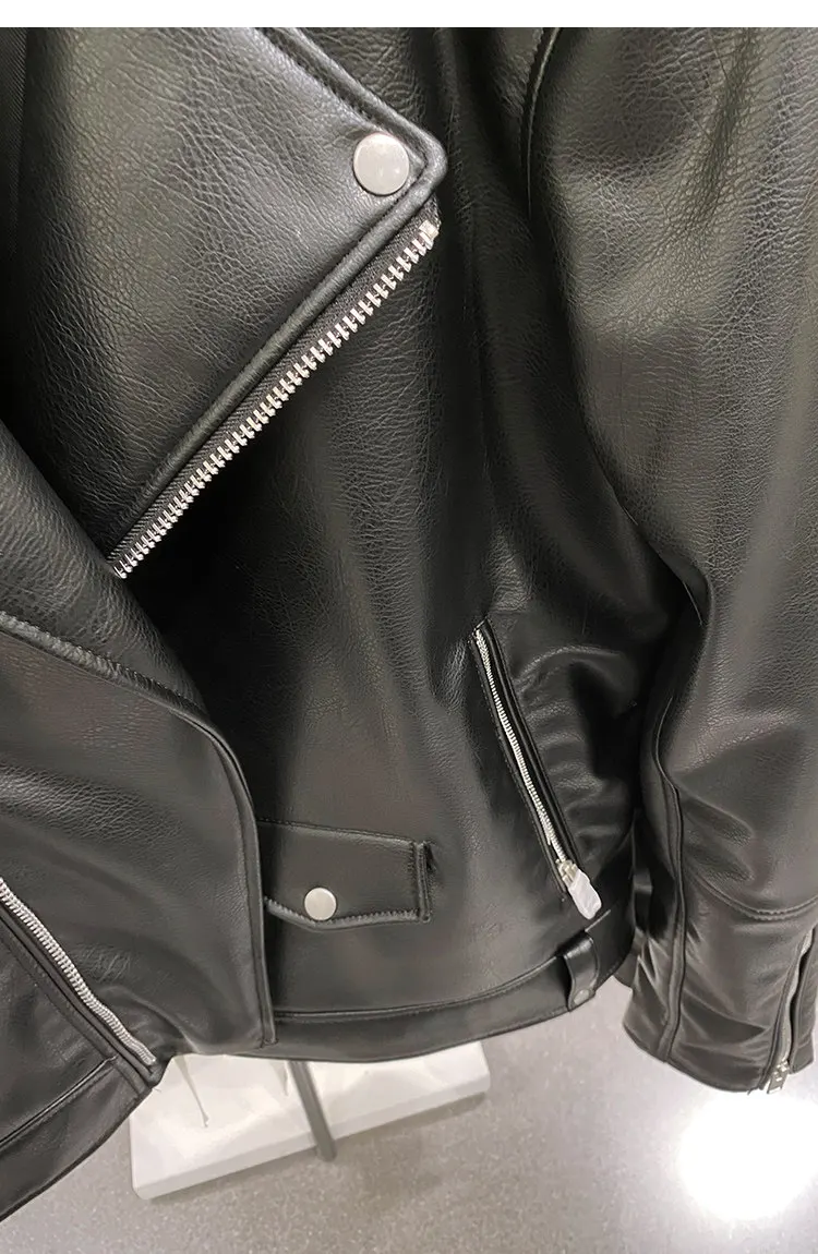 MAMELICCE Original design Rock punk style Slim fit leather coat Synthetic leather jackets Autumn and winter men's clothing tops