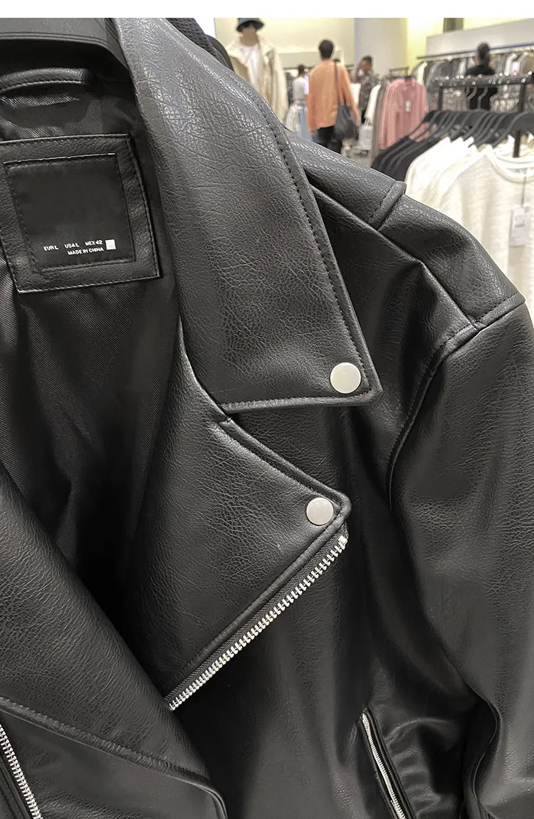 MAMELICCE Original design Rock punk style Slim fit leather coat Synthetic leather jackets Autumn and winter men's clothing tops