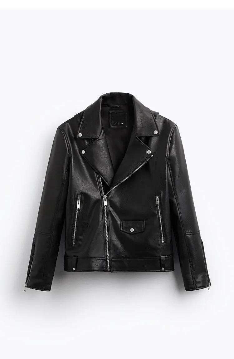 MAMELICCE Original design Rock punk style Slim fit leather coat Synthetic leather jackets Autumn and winter men's clothing tops