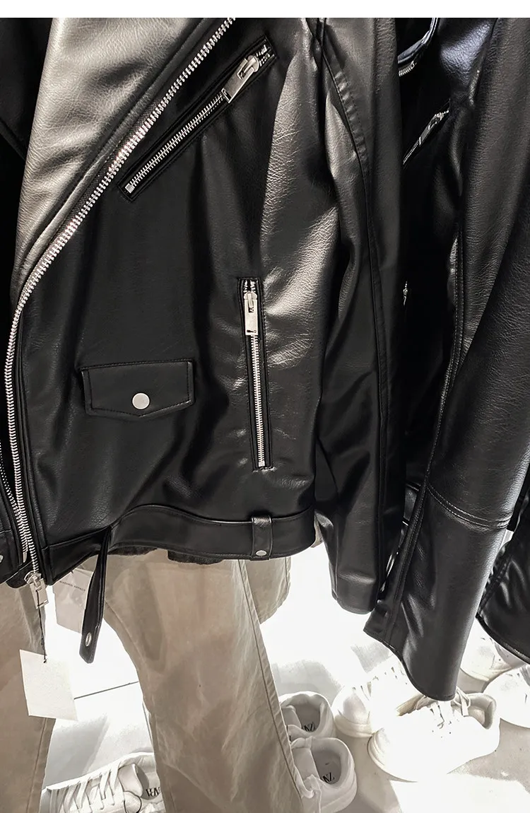 MAMELICCE Original design Rock punk style Slim fit leather coat Synthetic leather jackets Autumn and winter men's clothing tops