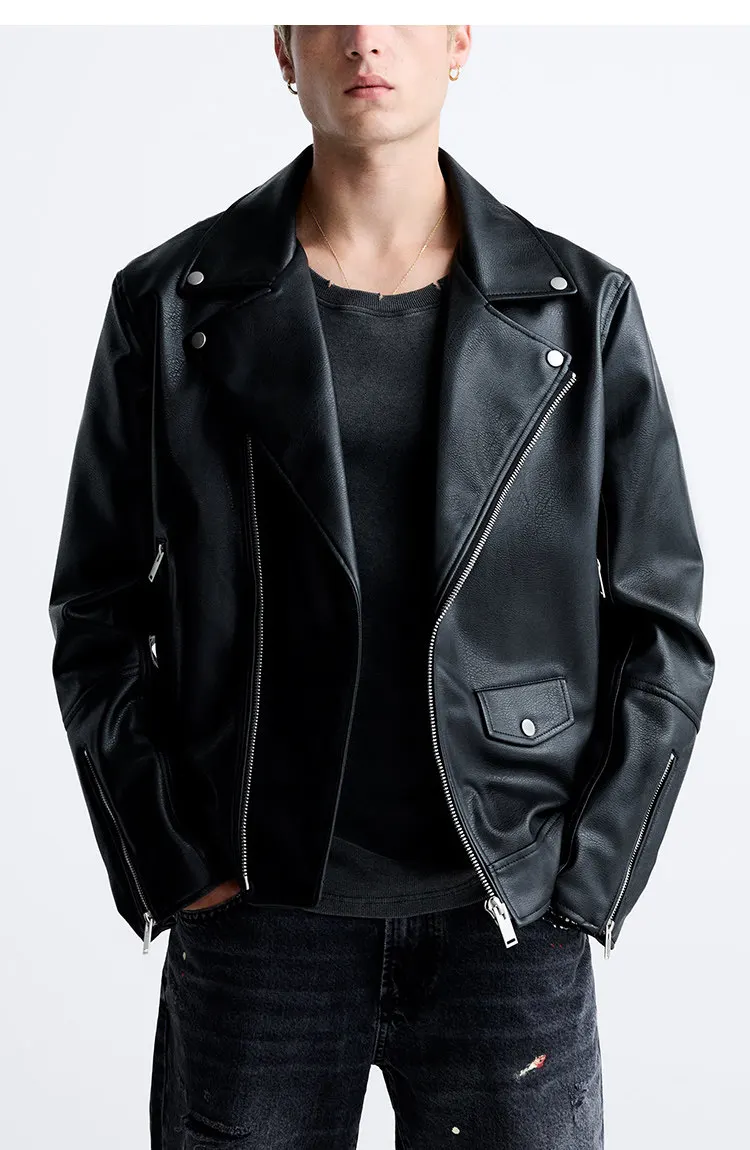 MAMELICCE Original design Rock punk style Slim fit leather coat Synthetic leather jackets Autumn and winter men's clothing tops