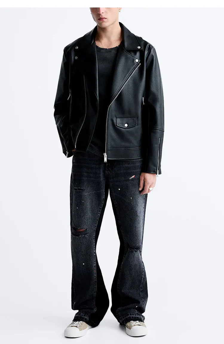 MAMELICCE Original design Rock punk style Slim fit leather coat Synthetic leather jackets Autumn and winter men's clothing tops