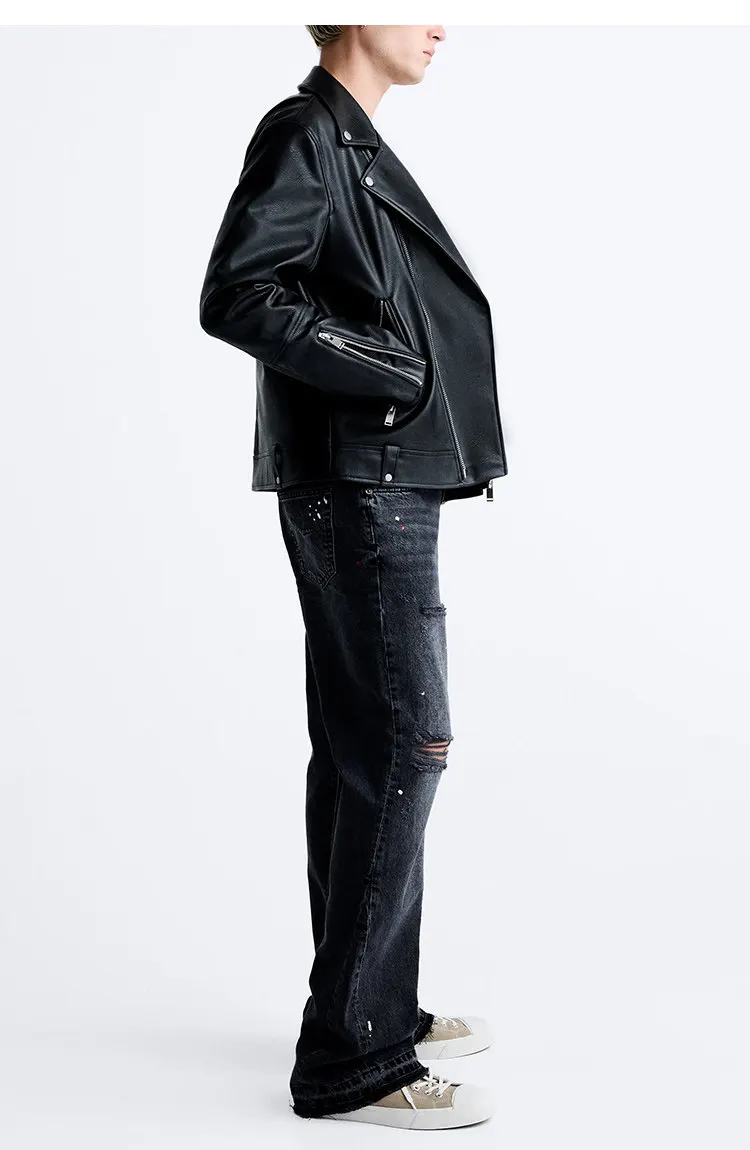 MAMELICCE Original design Rock punk style Slim fit leather coat Synthetic leather jackets Autumn and winter men's clothing tops