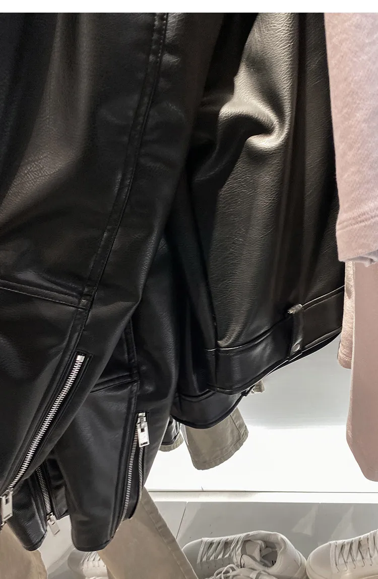 MAMELICCE Original design Rock punk style Slim fit leather coat Synthetic leather jackets Autumn and winter men's clothing tops