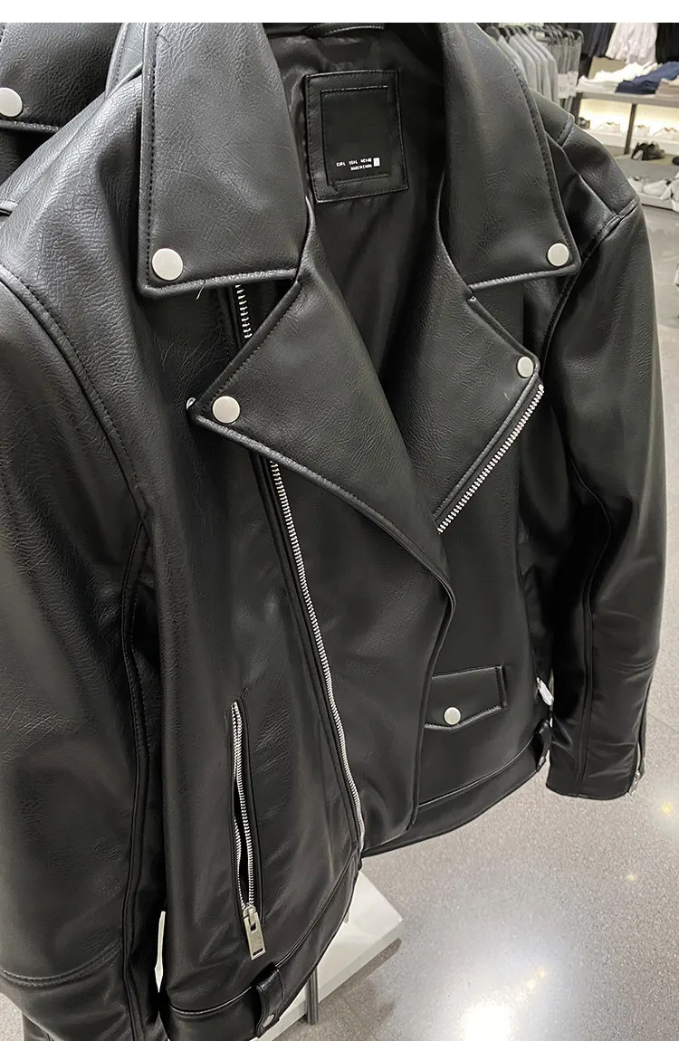 MAMELICCE Original design Rock punk style Slim fit leather coat Synthetic leather jackets Autumn and winter men's clothing tops
