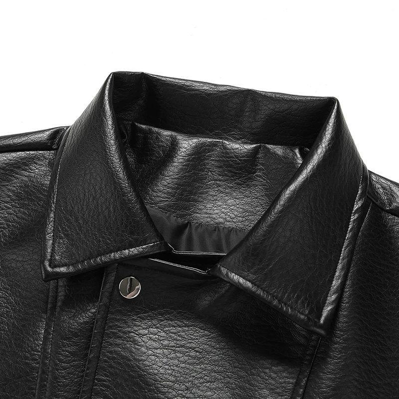 New Men's Outdoor High-quality Fashion Trend Imitation Leather Jacket Versatile for Autumn Winter Breathable and Warm Top