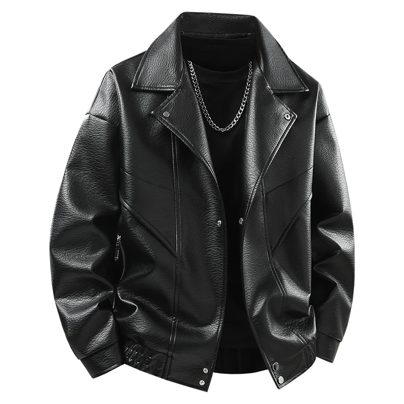 New Men's Outdoor High-quality Fashion Trend Imitation Leather Jacket Versatile for Autumn Winter Breathable and Warm Top