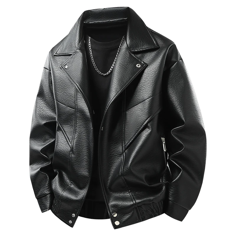 New Men's Outdoor High-quality Fashion Trend Imitation Leather Jacket Versatile for Autumn Winter Breathable and Warm Top