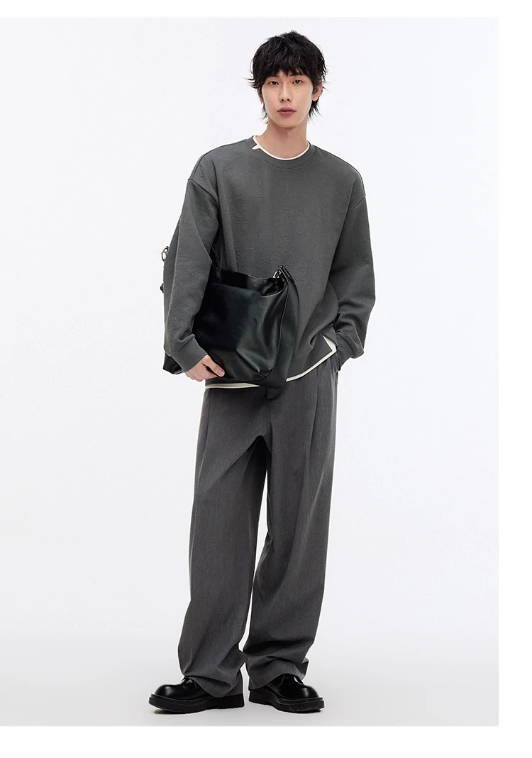 Semir Hoodie Men Color Block Fake Two Piece 2025 Autumn New Textured Letter Jacquard Casual Top