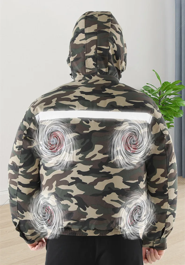 New Casual Loose Cooling Electric Fan Air Conditioning Suit Men Construction Site Outdoor Work Suit With 4 Fans Cooling Coat