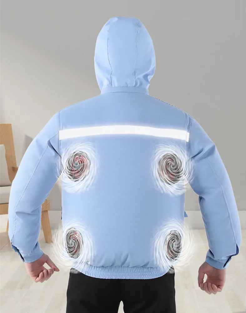 New Casual Loose Cooling Electric Fan Air Conditioning Suit Men Construction Site Outdoor Work Suit With 4 Fans Cooling Coat