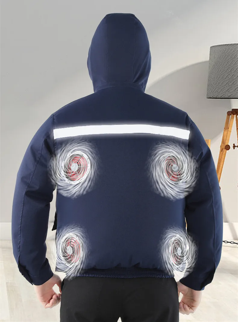 New Casual Loose Cooling Electric Fan Air Conditioning Suit Men Construction Site Outdoor Work Suit With 4 Fans Cooling Coat