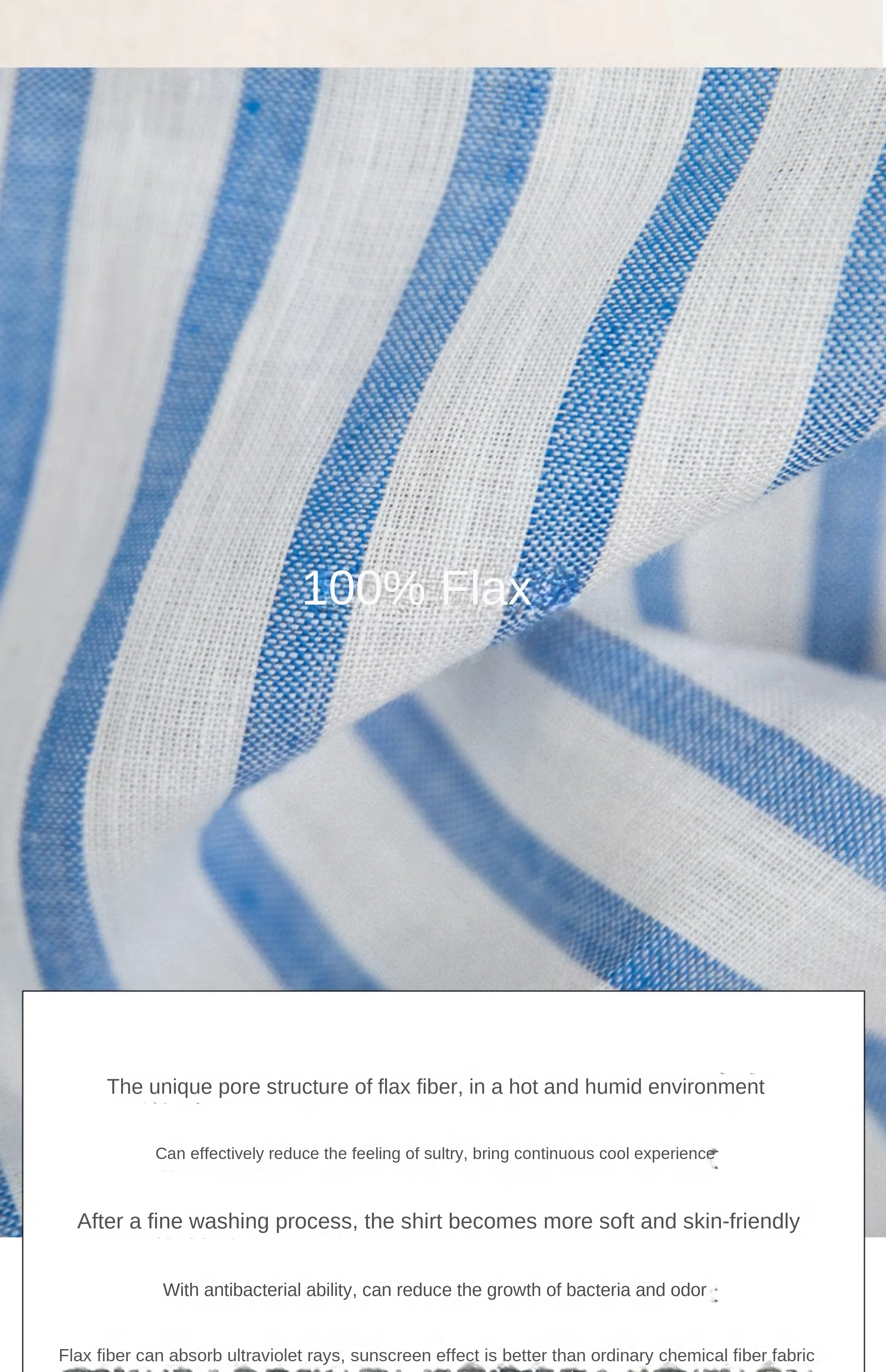 Summer 100 Linen One-piece Collar Striped Long-sleeved Shirt Lightweight Breathable Outdoor Shirt for Men