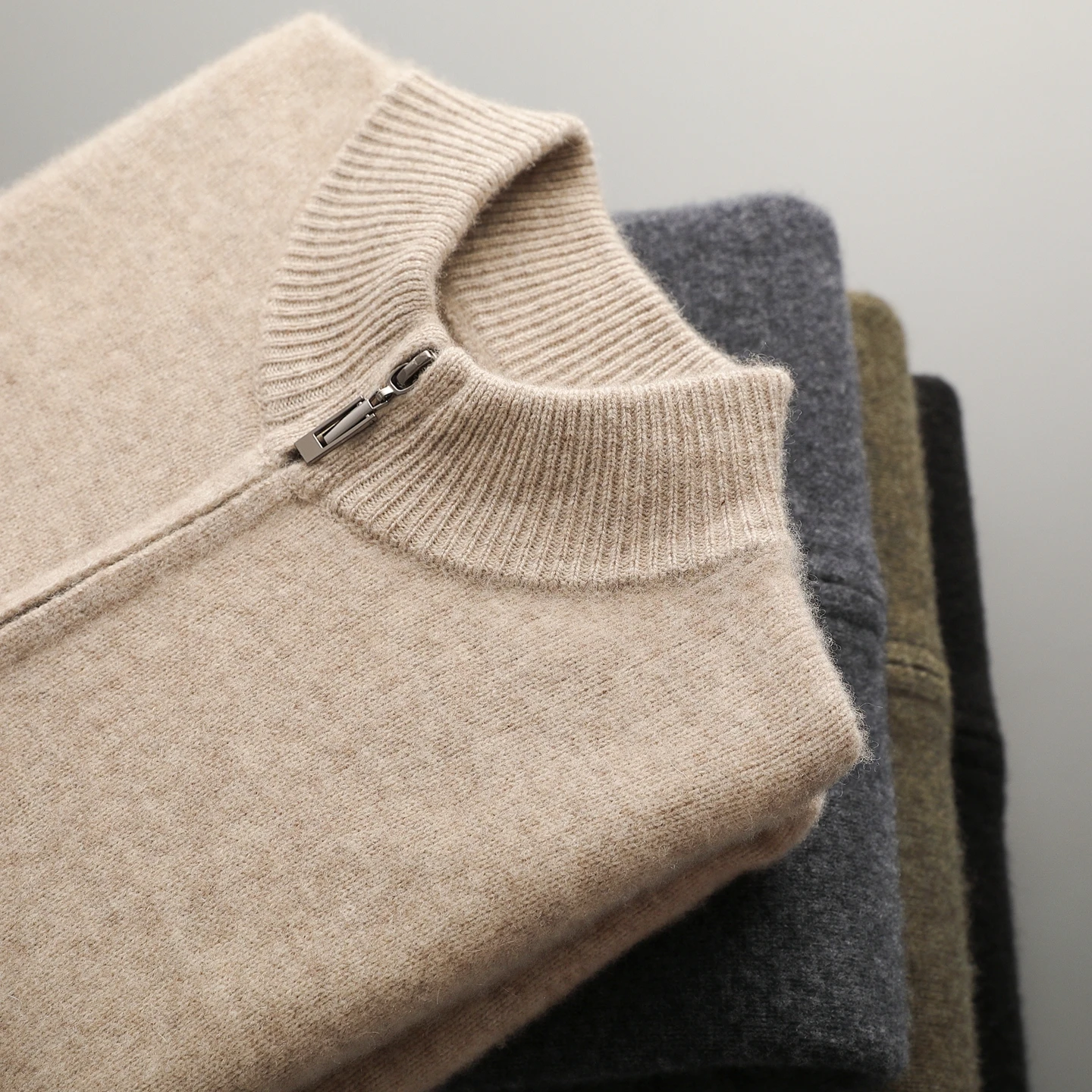 Classy Man 100% Merino Wool Sweater & Trousers Set Autumn Winter Thick Warm Zipper Cardigan Jacket Wide Leg Pants Two Pieces Set