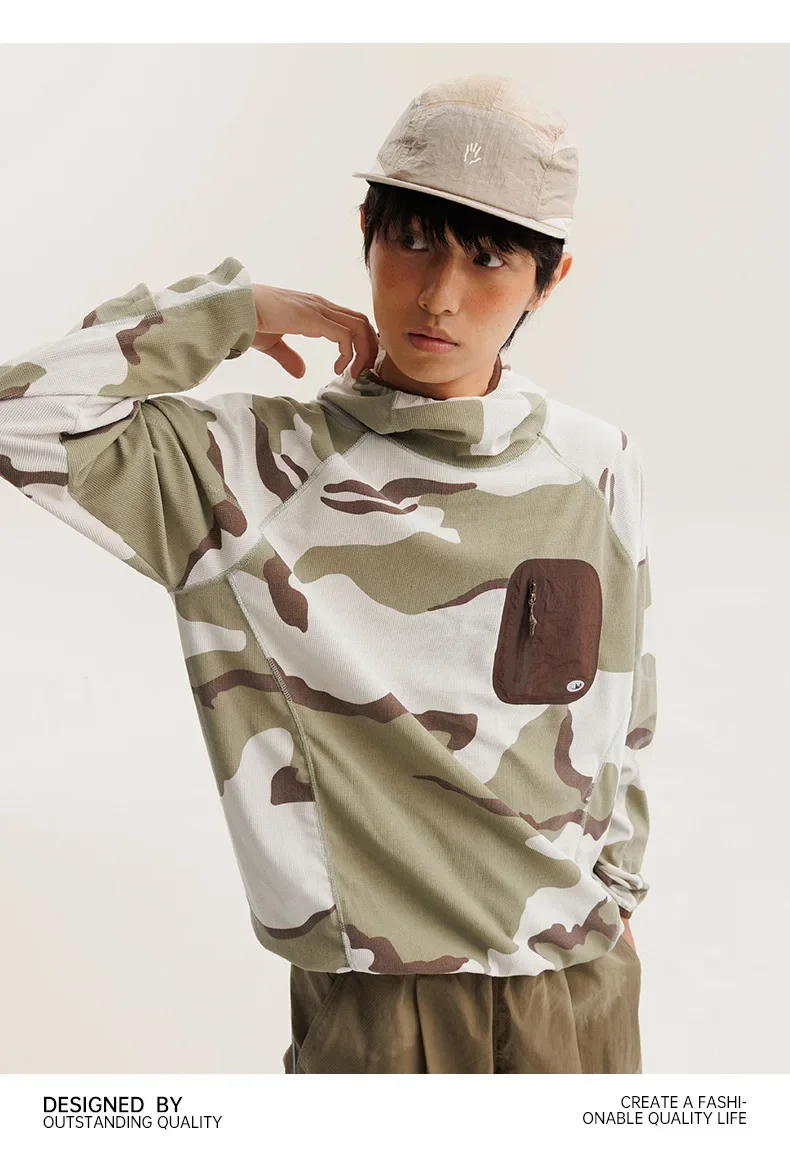 Unisex Lightweight Waffle Grid Hoodie Quick-Dry Long Sleeve T-Shirt Breathable Outdoor Athletic Pullover Top for Spring Autumn