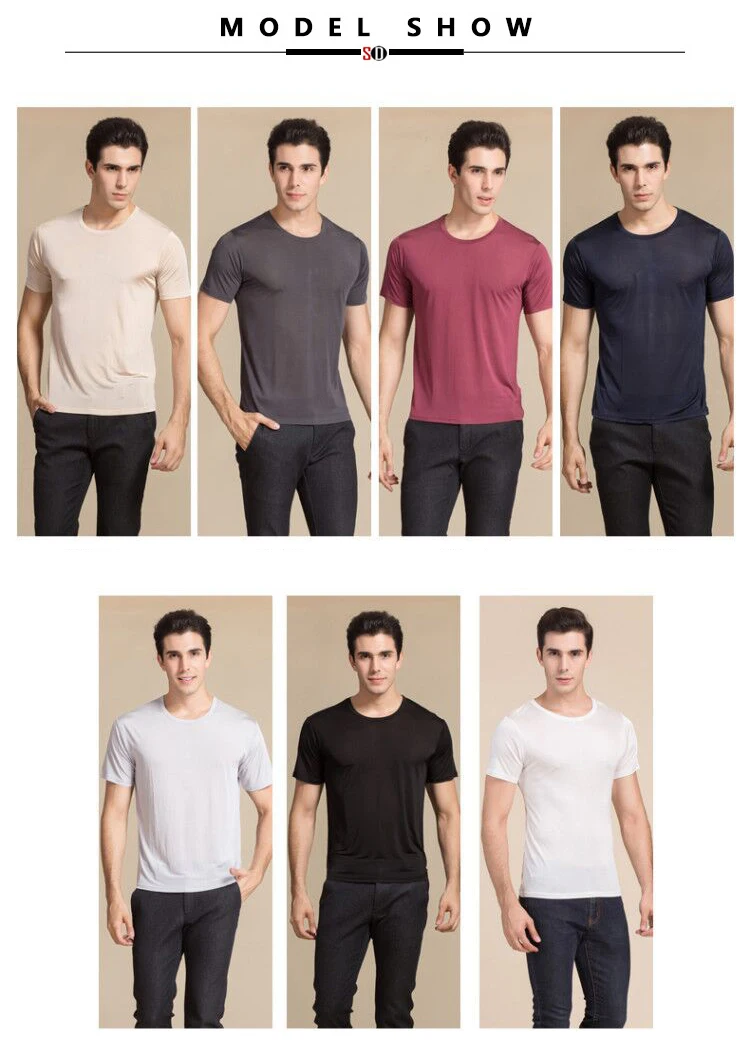 SuyaDream Men T shirt 100%Natural Silk O neck Short Sleeved Chic Solid Tee 2026 New Spring Summer Top White