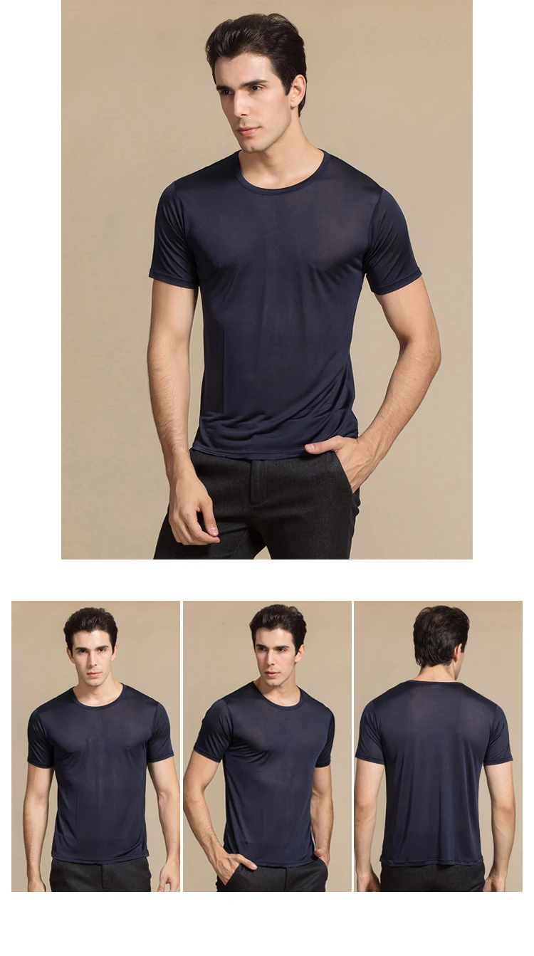 SuyaDream Men T shirt 100%Natural Silk O neck Short Sleeved Chic Solid Tee 2026 New Spring Summer Top White