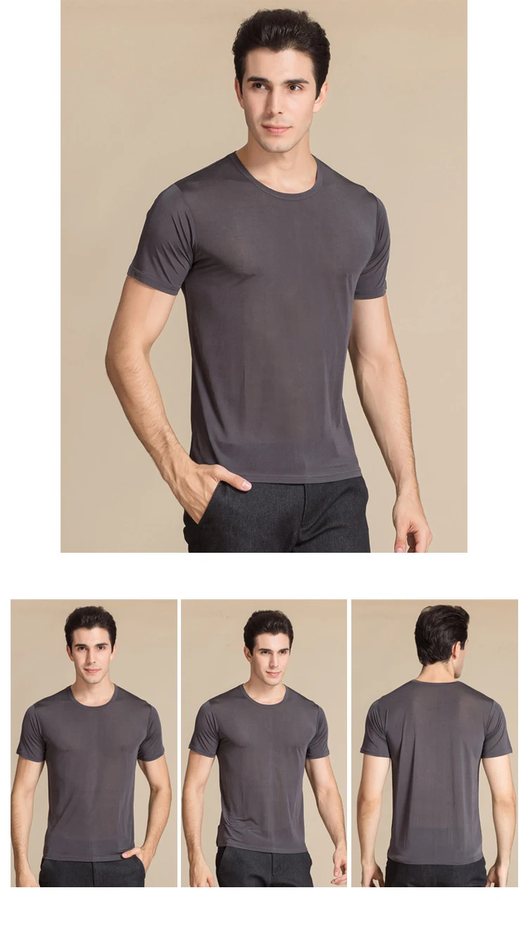 SuyaDream Men T shirt 100%Natural Silk O neck Short Sleeved Chic Solid Tee 2026 New Spring Summer Top White