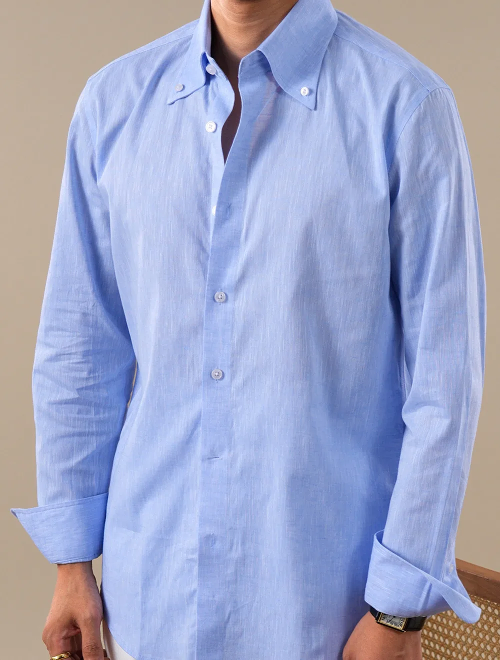 Summer Linen Blend Shirt For Men Large Pointed Collar Casual Top Quality Business Breathable Mens Shirts Commuting Professional