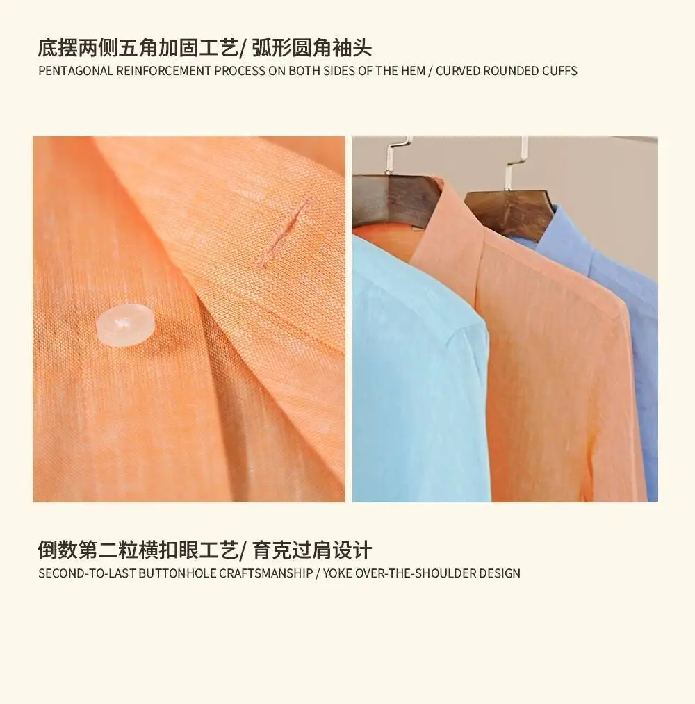Summer Linen Blend Shirt For Men Large Pointed Collar Casual Top Quality Business Breathable Mens Shirts Commuting Professional