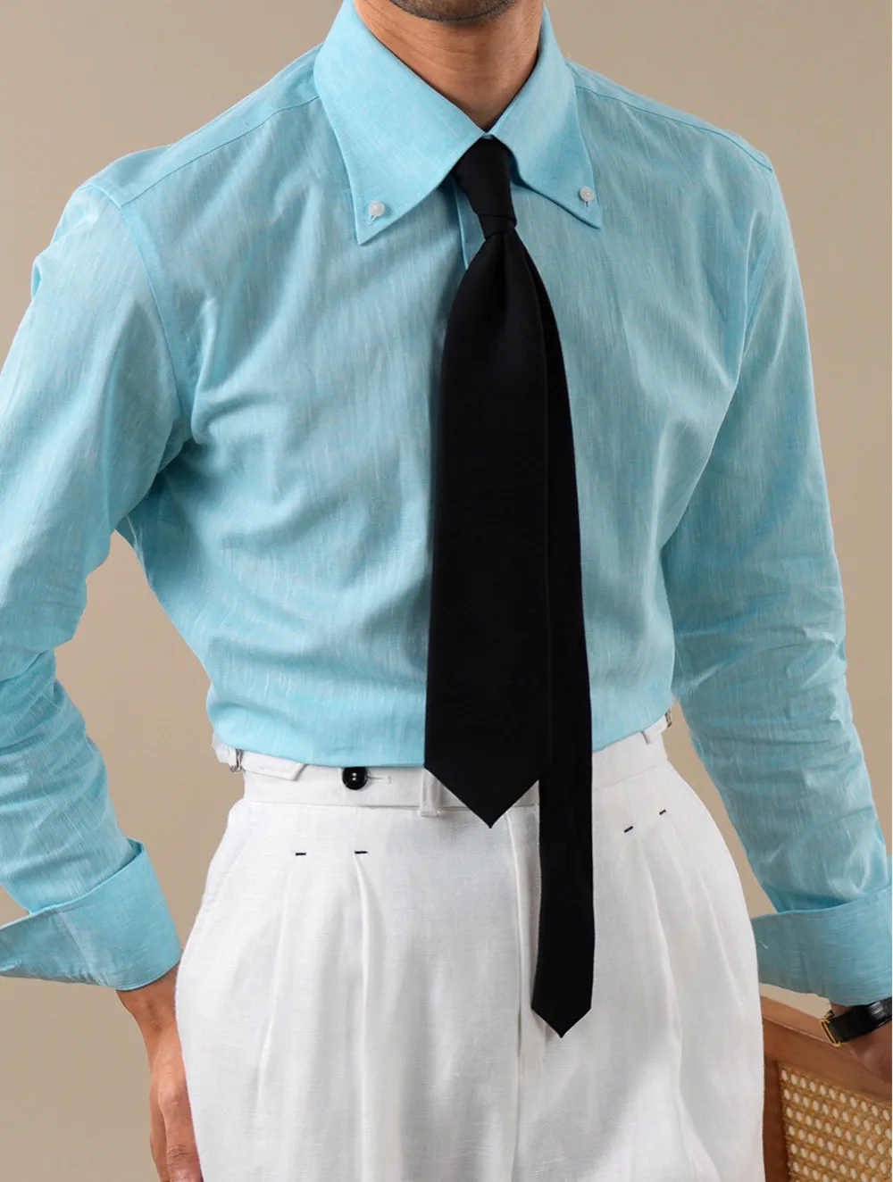 Summer Linen Blend Shirt For Men Large Pointed Collar Casual Top Quality Business Breathable Mens Shirts Commuting Professional