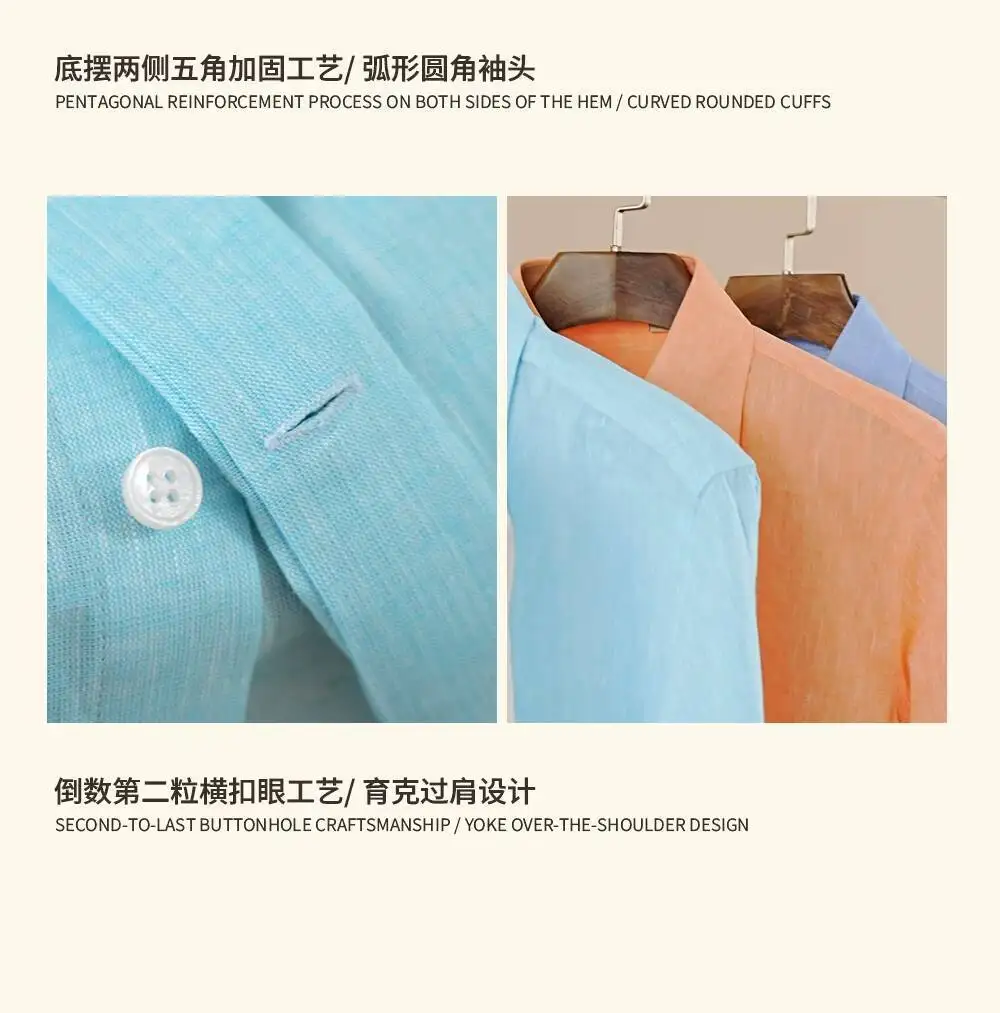Summer Linen Blend Shirt For Men Large Pointed Collar Casual Top Quality Business Breathable Mens Shirts Commuting Professional