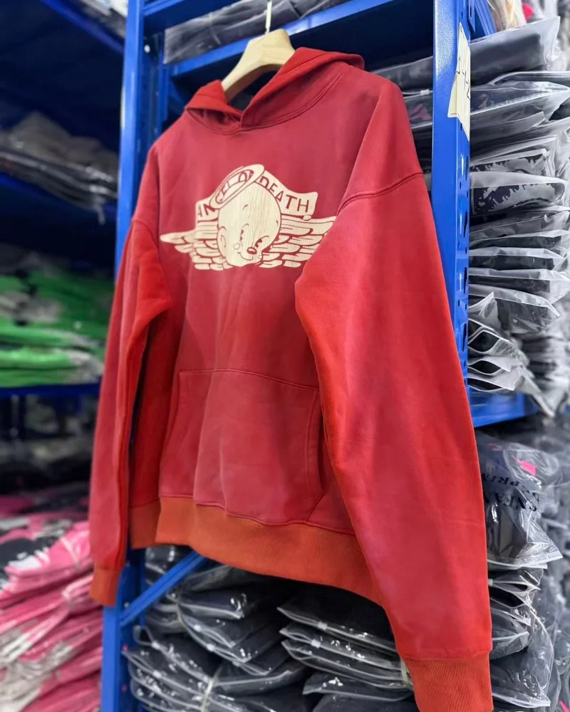 SAINT Vintage Printed Hoodie Coat Blue Red Premium Quality Winter Hip Hop Loose Casual Cotton Hooded Outerwear for Men Women