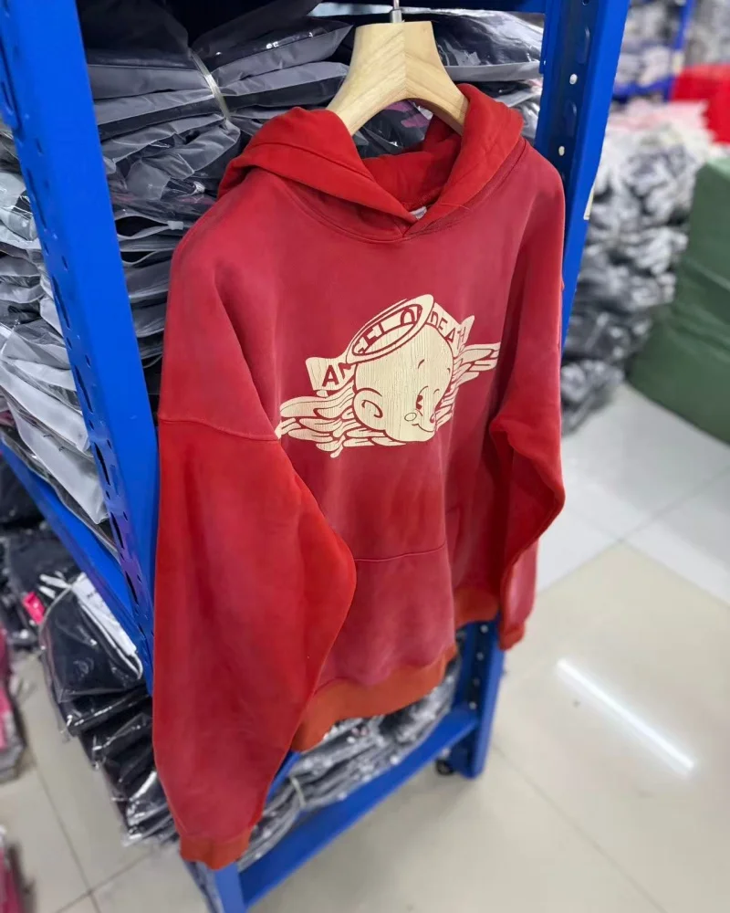 SAINT Vintage Printed Hoodie Coat Blue Red Premium Quality Winter Hip Hop Loose Casual Cotton Hooded Outerwear for Men Women