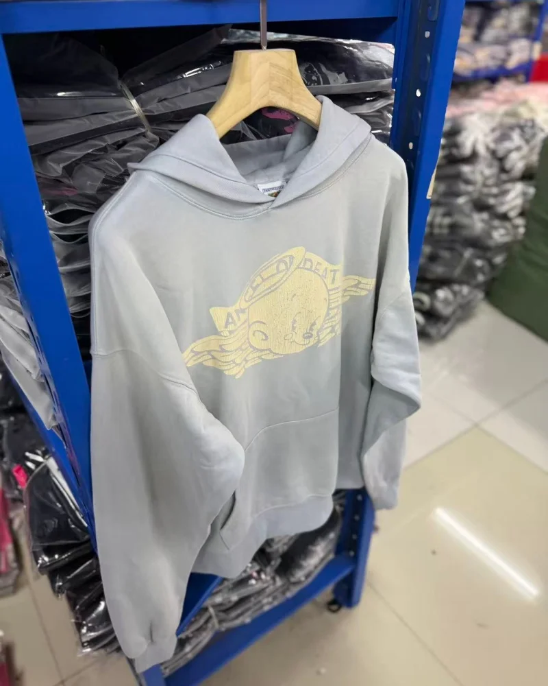 SAINT Vintage Printed Hoodie Coat Blue Red Premium Quality Winter Hip Hop Loose Casual Cotton Hooded Outerwear for Men Women