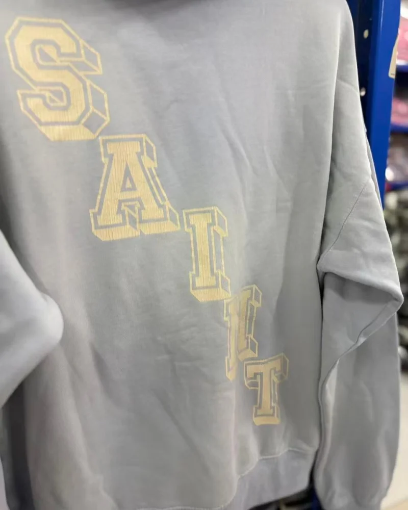 SAINT Vintage Printed Hoodie Coat Blue Red Premium Quality Winter Hip Hop Loose Casual Cotton Hooded Outerwear for Men Women
