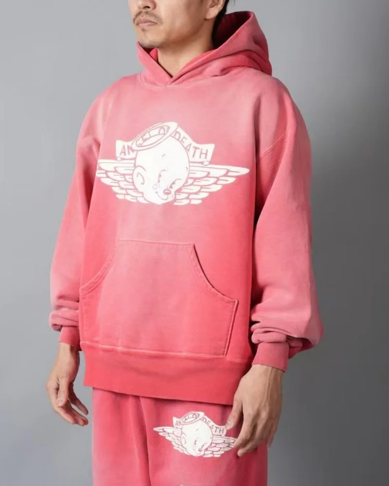 SAINT Vintage Printed Hoodie Coat Blue Red Premium Quality Winter Hip Hop Loose Casual Cotton Hooded Outerwear for Men Women