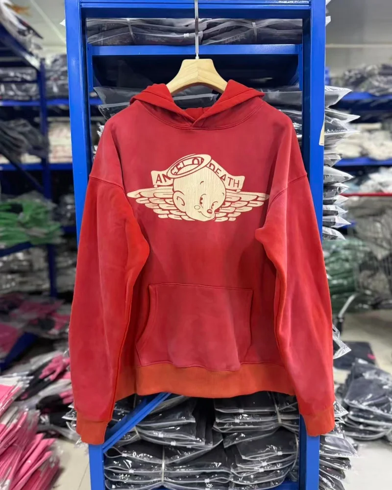 SAINT Vintage Printed Hoodie Coat Blue Red Premium Quality Winter Hip Hop Loose Casual Cotton Hooded Outerwear for Men Women