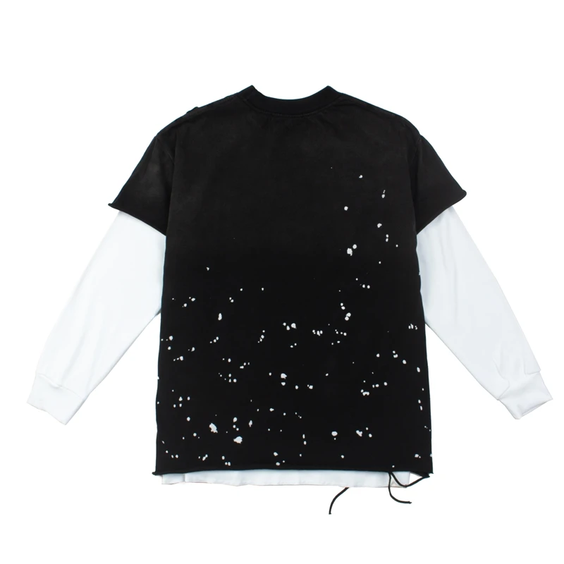 Satoshi Nakamoto T-shirt Long Sleeve Men's Women's Street Ripped Loose Washed Hip Hop Letter Print Tshirts 2 Pieces Wear