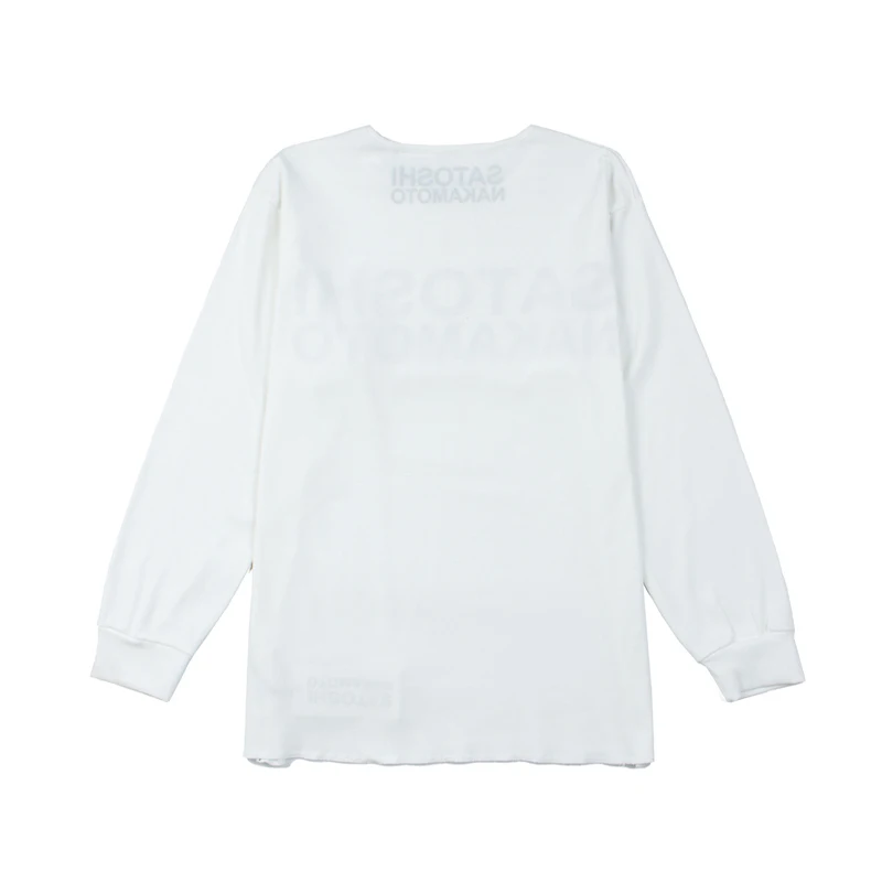 Satoshi Nakamoto T-shirt Long Sleeve Men's Women's Street Ripped Loose Washed Hip Hop Letter Print Tshirts 2 Pieces Wear