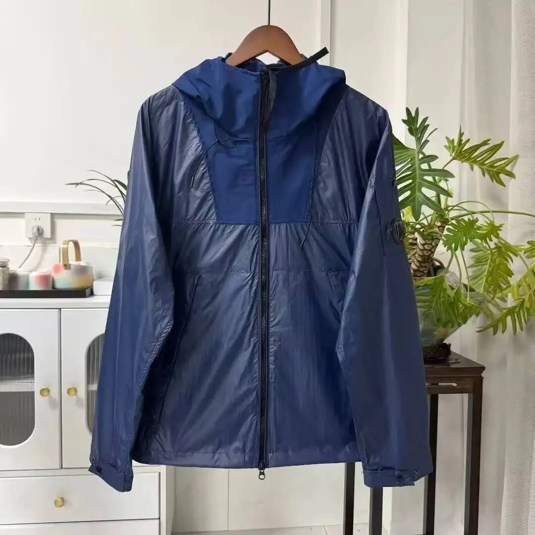 Style Men's Hooded Windproof Coat - Sleeve Lens Details, Professional Nylon Material. Zippered Street Fashion Outerwear.