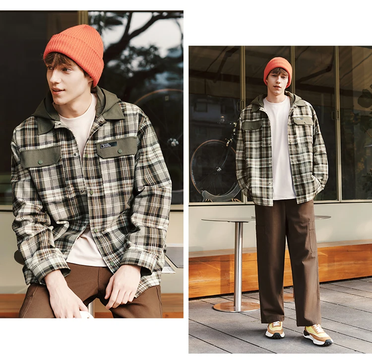 Semir Men Jacket Plaid 2026 Detachable Hooded Outdoor Urban Casual Everyday Style Soft Comfortable Daily Wear Trendy